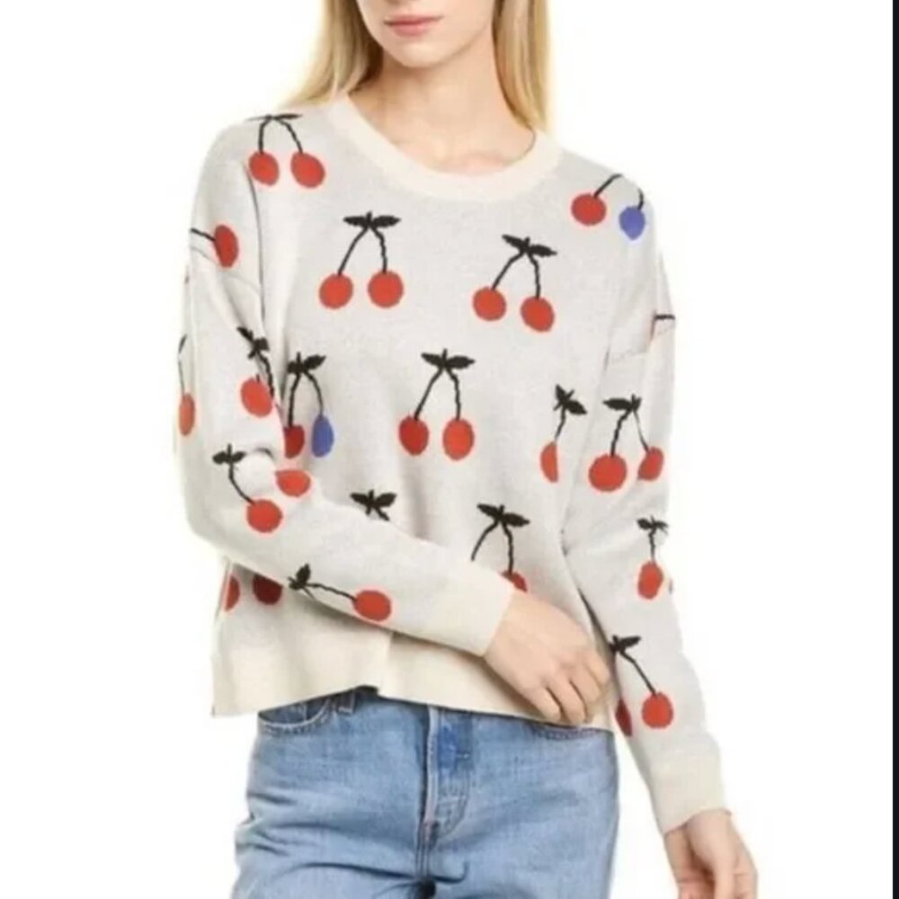 Madewell oversized pullover grey with Cherries size XXS